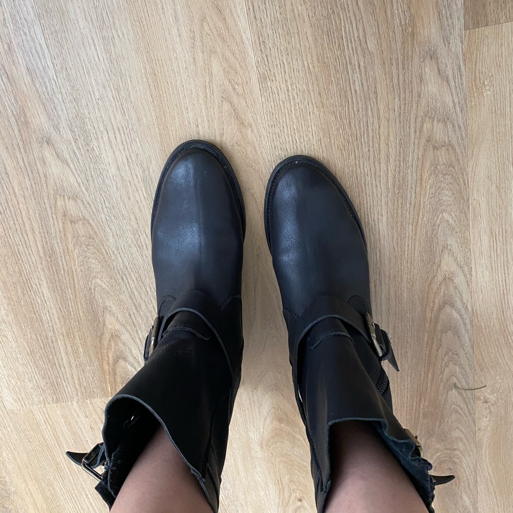Zara Leather Biker Boots 7.5 - image 3